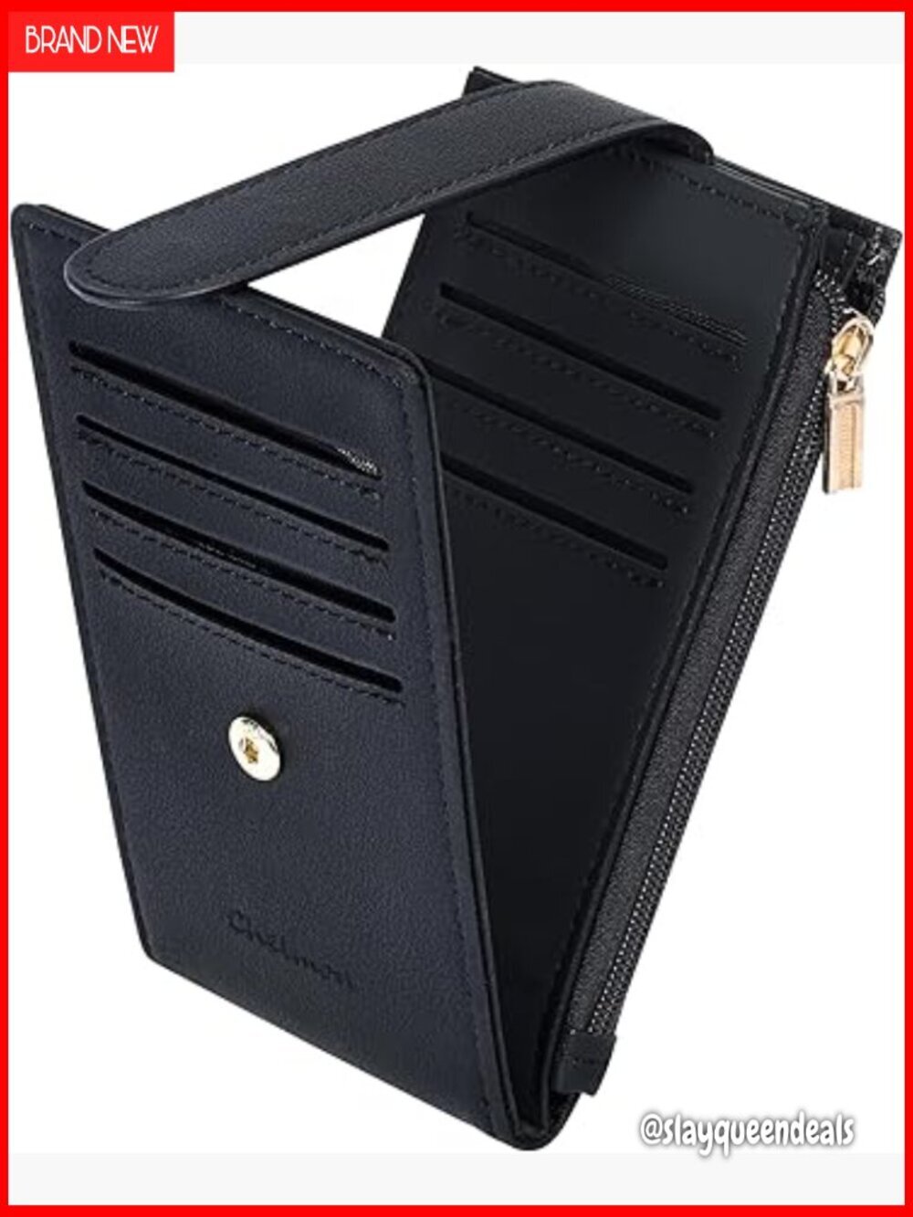 Slim RFID Blocking Bifold Wallet with Zipper Pocket Vegan Leather
